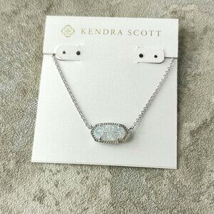 Kendra Scott Silver Drusy Elisa Necklace Genuine